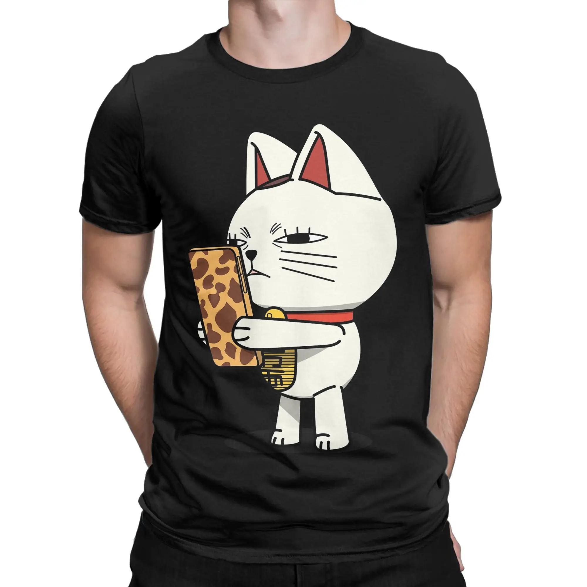 Фото Аниме Dandadan Cat Turbo Granny On Phone футболки мужские винтажные футболки из 100% хлопка с круглым вырезом футболка с короткими рукавами одежда №3