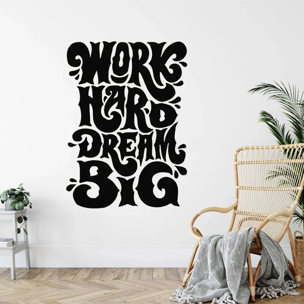 

Work Hard Dream Dream Big Quotes Wall Stickers Office Supplies Decor Decals Vinyl Murals Teamwork Motivation Poster HJ1509