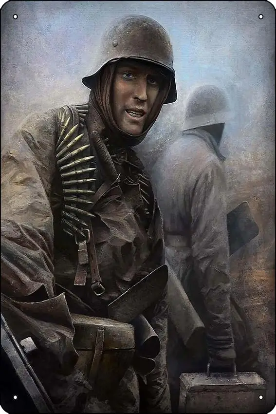 Немецкий солдат металлический принт Второй мировой войны жестяной знак забавное