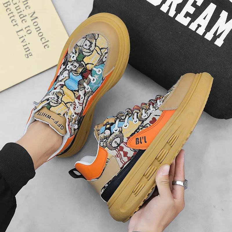 Мужская обувь кожаные кроссовки на платформе повседневные летние скейтборды