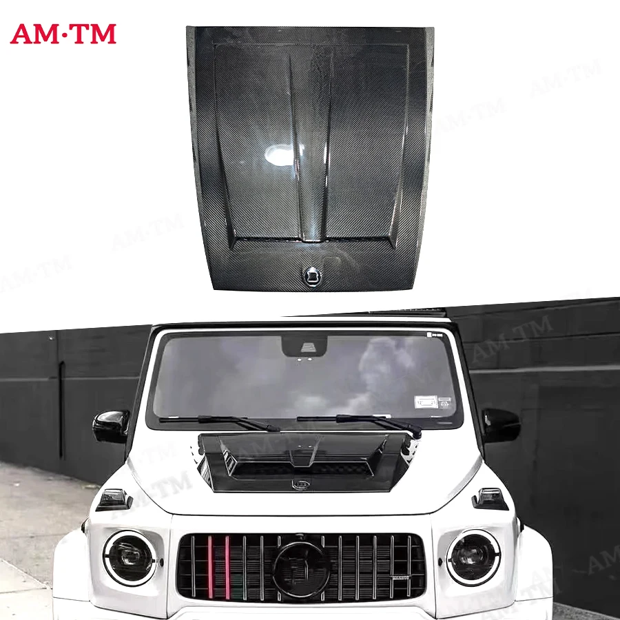 Фото Для Mercedes-Benz G-класса W463 G500 G55 G63 G350 1997-2016: Комплект обвеса из карбона для переднего бампера, крышки двигателя и капота с вентиляционными отверстиями №1