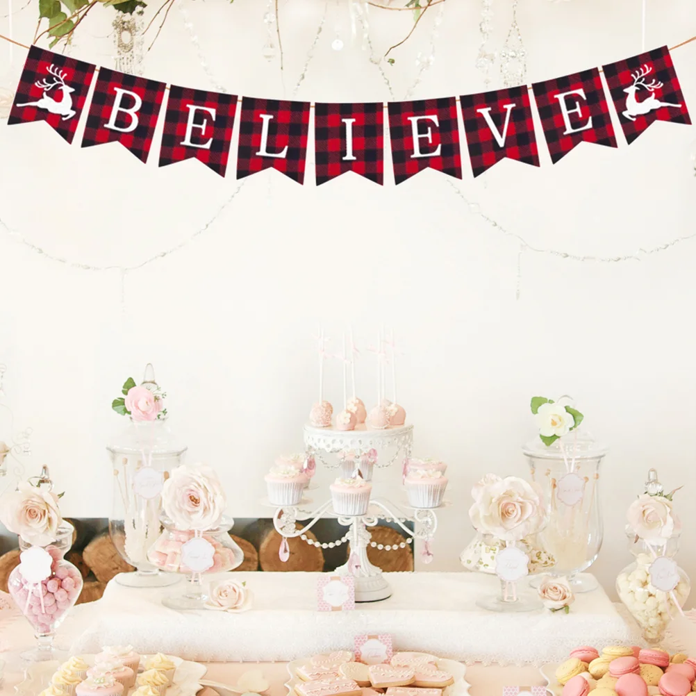 

Christmas Bunting Banner Burlap Banner Garland Hanging Xmas for Kids Winter Holiday Party Favors