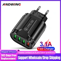 andwing 48w usb charger fast charge qc 3 0 wall charging for iphone 12 samsung xiaomi mobile 4 ports eu us plug adapter travel