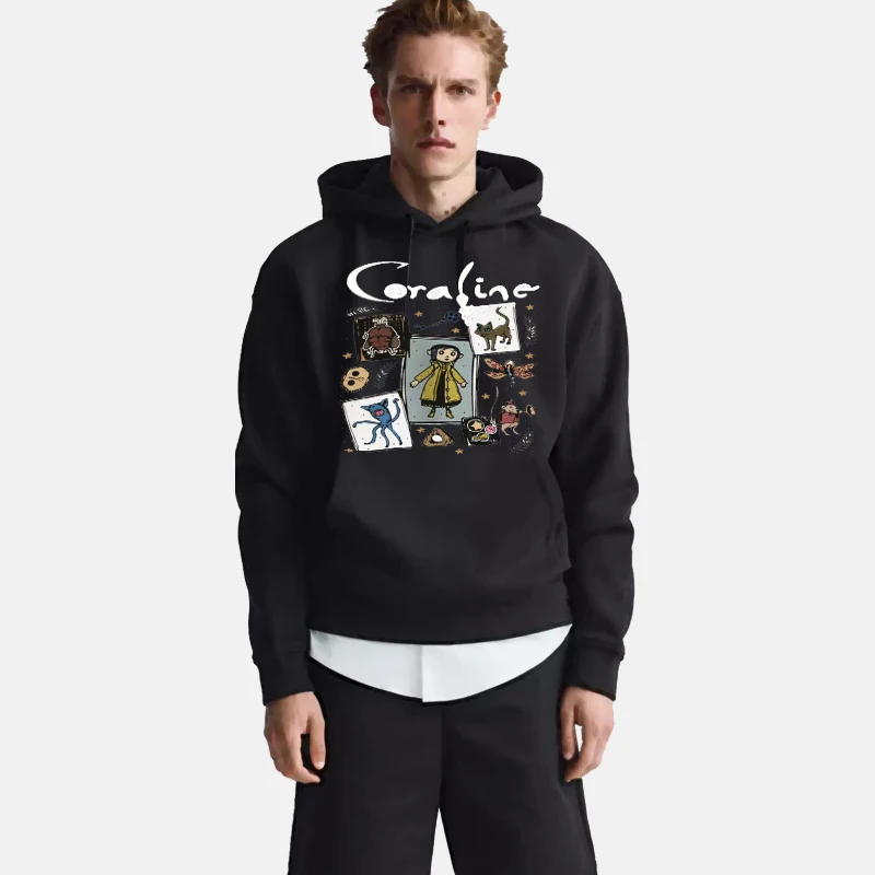 Мужская толстовка Coroline на Хэллоуин Y2k новая хлопковая с цифровой печатью в стиле