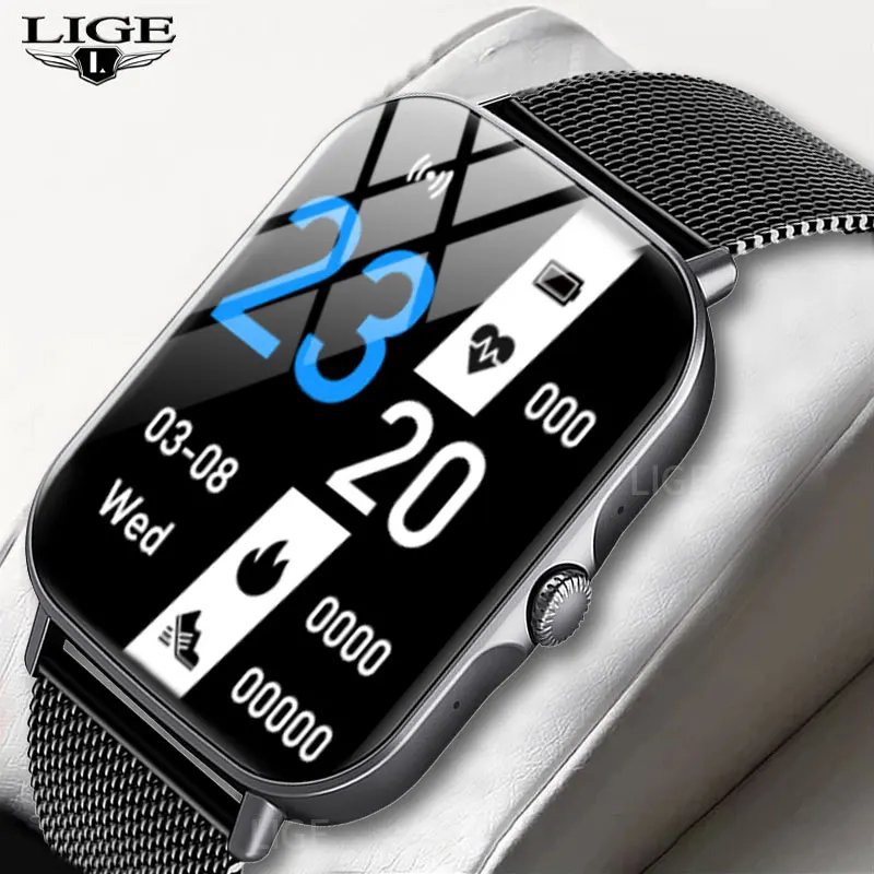

LIGE 2022 Dial Call Smart Watch Men Full Touch Body Temperature Sports Fitness Tracker Waterproof Men Smartwatch Women + Gift