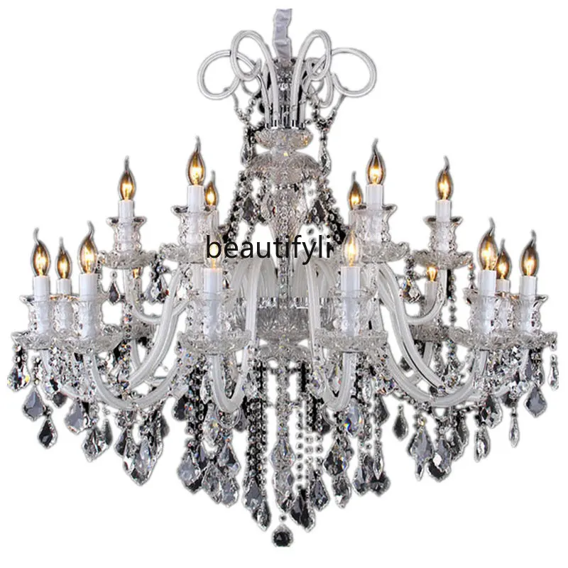 

LHY European Style Living Room Dining Room Crystal Lamp Bedroom Chandelier Luxury Grand Villa Hotel Hall Candle Light