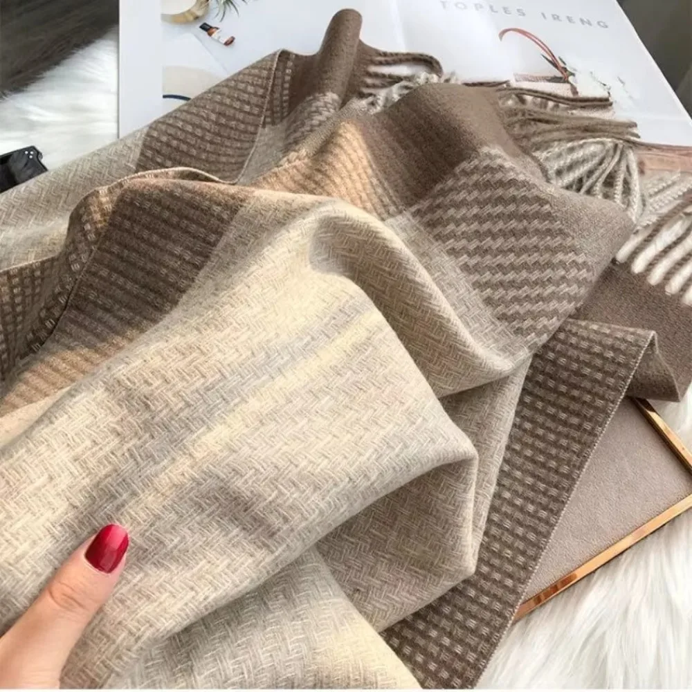 Утолщенный кашемировый шарф в корейском стиле ветрозащитный теплый утеплитель