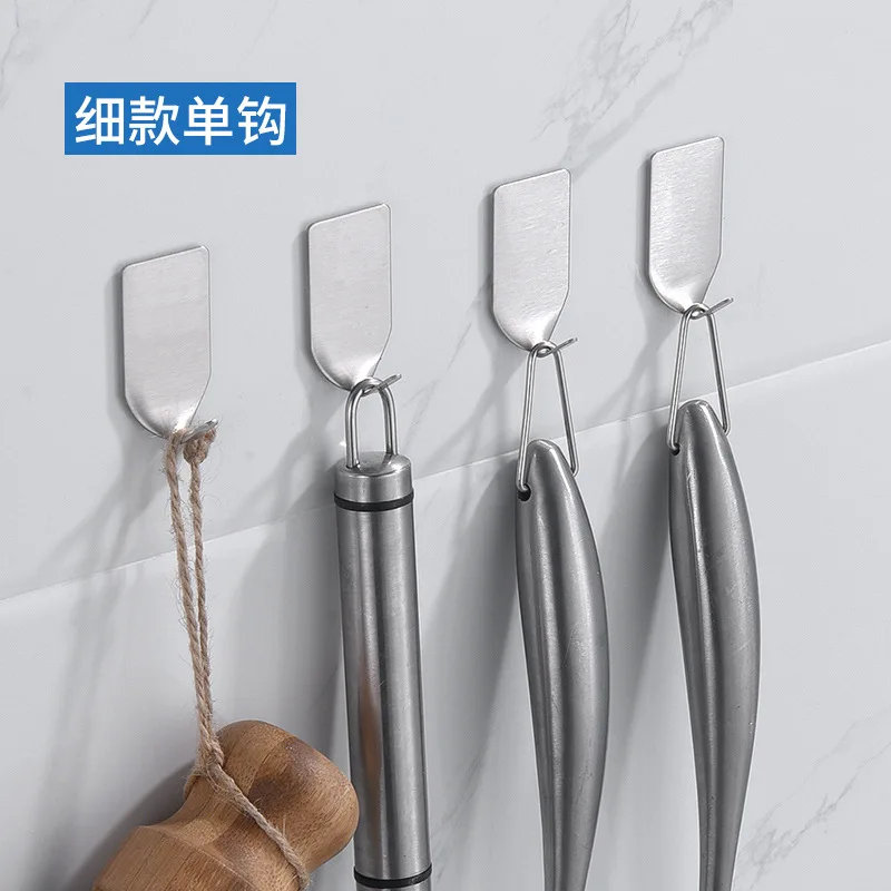 

Stainless Steel Hook Self Adhesive Clothes Hange Bags Key Rack Kitchen Towel Hanger Hanging Hooks Door Hook Bathroom Accessories
