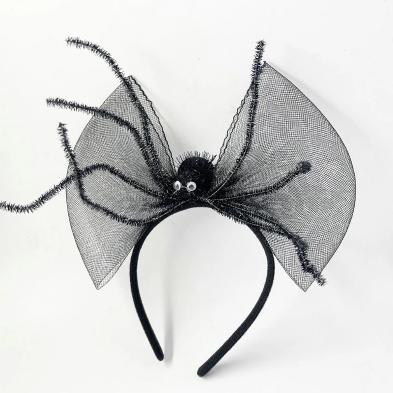 

Carnivals Party Woman Oversized Bowknot Shape Hairband Spiders Decor Headbands Cosplay Witch Hair Hoop for Adult Drop Shipping