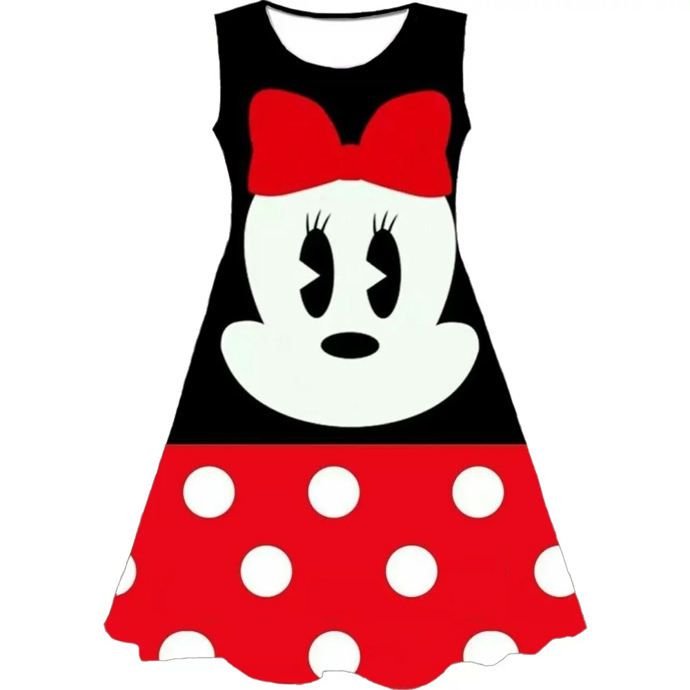 

2022 Summer Girls 3D Disney Mickey Mouse Print Dresses Kids Girl Party Sleeveless Princess Dress Tank 3D Print Pretty Dress Girl