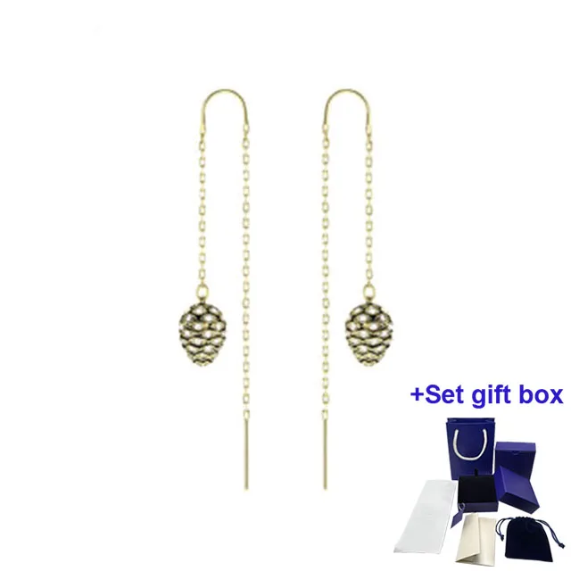 

SWA High Quality Fashion Charm Earrings Mandarin Pinecone Pierced Earrings Exquisite Gift Box Free Shipping