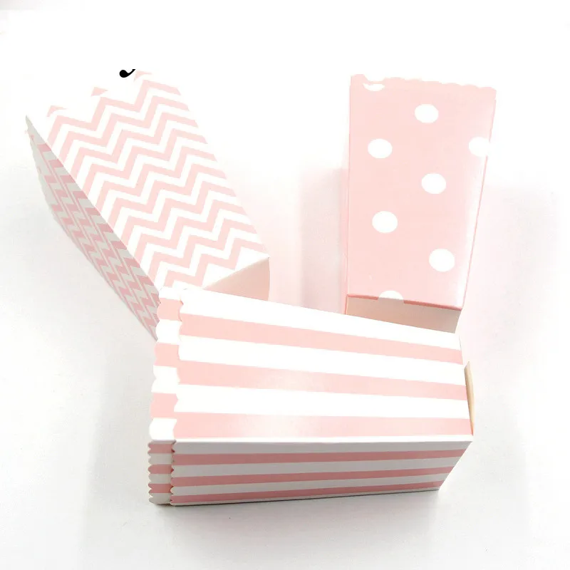 6/12pcs Gold Popcorn Paper Box Dot Stripe Pop Corn Candy Sna