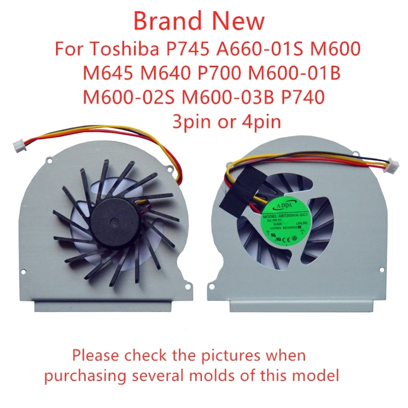 

New Laptop CPU Cooling Fan For Toshiba P745 A660-01S M600 M645 M640 P700 M600-01B M600-02S M600-03B P740 fan 3pin or 4pin