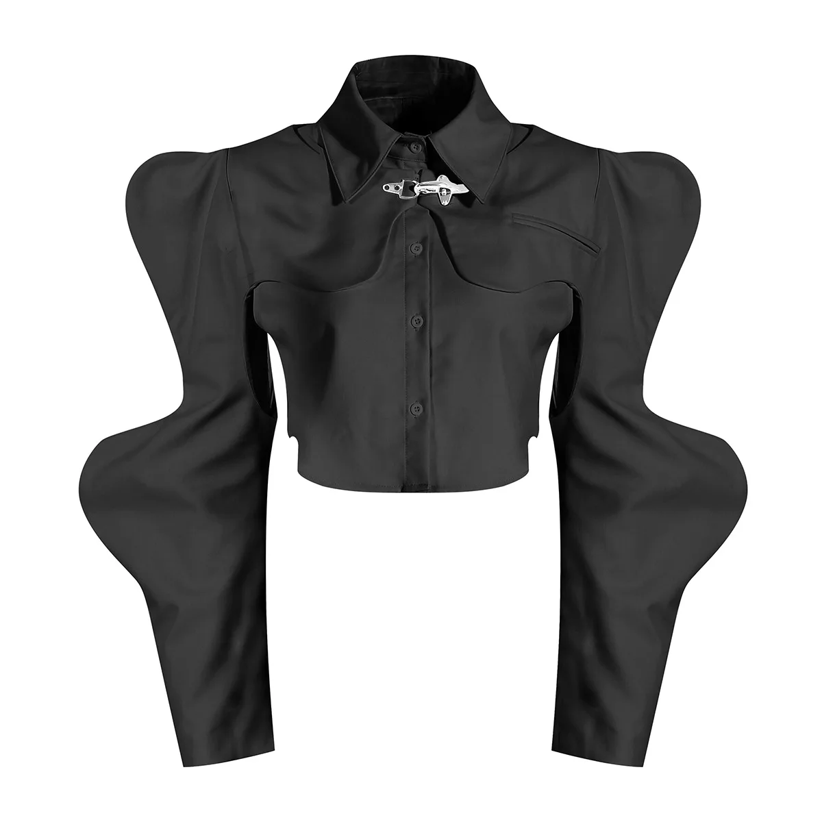 

New Fashion 2023 All Season Tops Women Turn-down Collar Long Petal Sleeve Vest Shawl Two Piece Set Personalized Casual Shirts