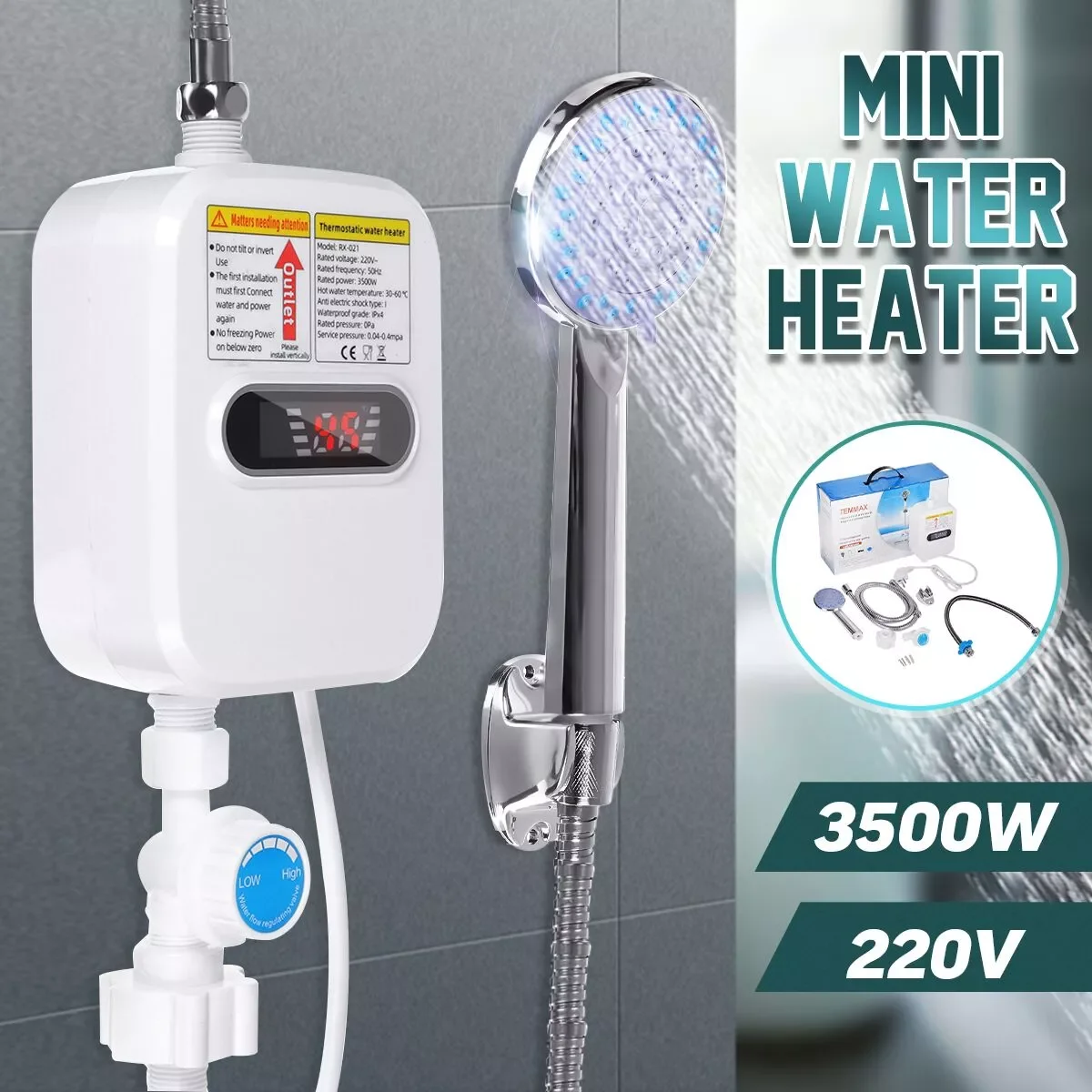 

RX-21,Warm too 3500W Thankless Mini Instant Hot Water Heater bathroom Faucet Tap Heating 3 Seconds Instant Heating
