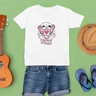 Детская футболка с коротким рукавом, круглым вырезом и принтом Розовая пантера