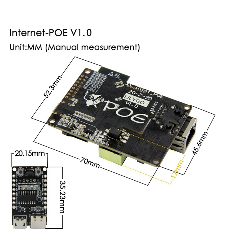 T-Internet-POE ESP32-WROOM LAN8720A Чип-адаптер Ethernet