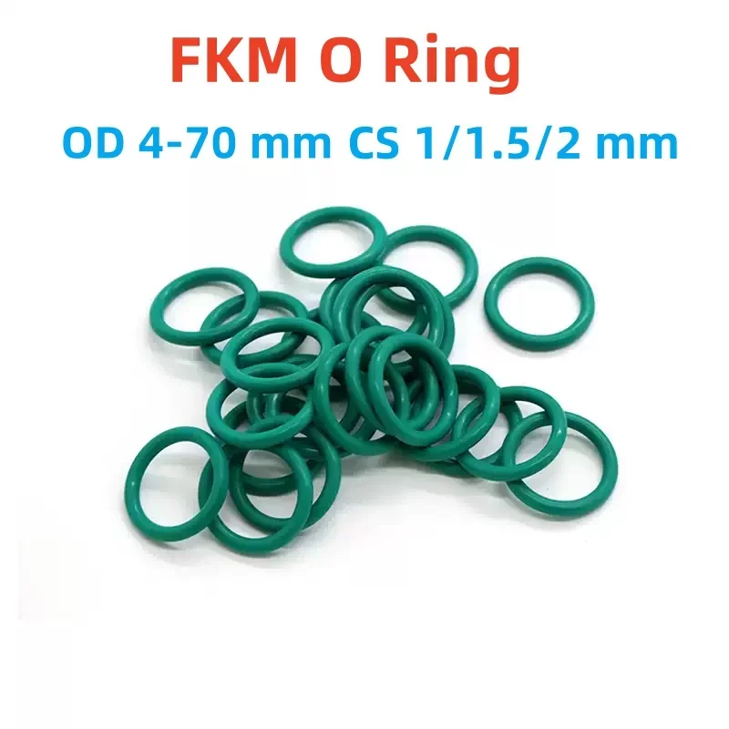 

Зеленое уплотнительное кольцо из фторкаучука FKM, толщина 1/1,5/2 мм, наружный диаметр CS 4-70 мм, круглые уплотнительные кольца, уплотнительная шайба, масло и кислотостойкая