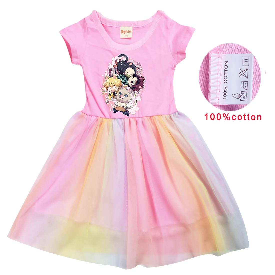 

Платье принцессы Детское летнее кружевное с коротким рукавом и рассекающим демонов