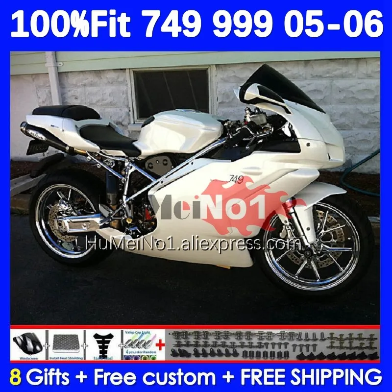 

Кузов OEM для DUCATI 749 999 S R 749R 999R, корпус 123No.107 белый жемчуг 749-999 2005 2006 749S 999 S 05 06, комплект обтекателей