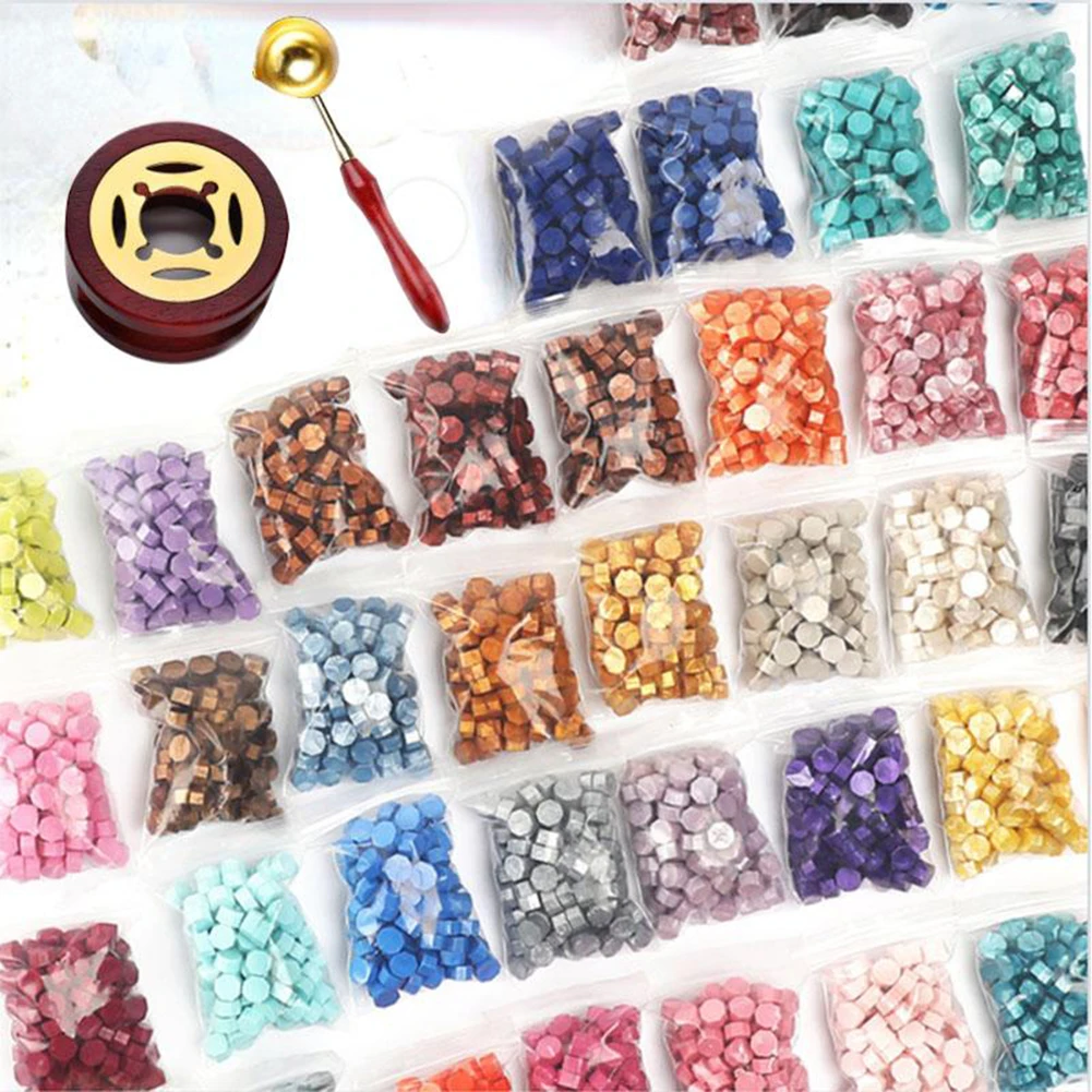 

100pcs Octagon Sealing Wax Beads Retro Seal Stamp Beaded For Wedding Birthday Card Vintage Craft Scrapbook Envelope Letter Decor