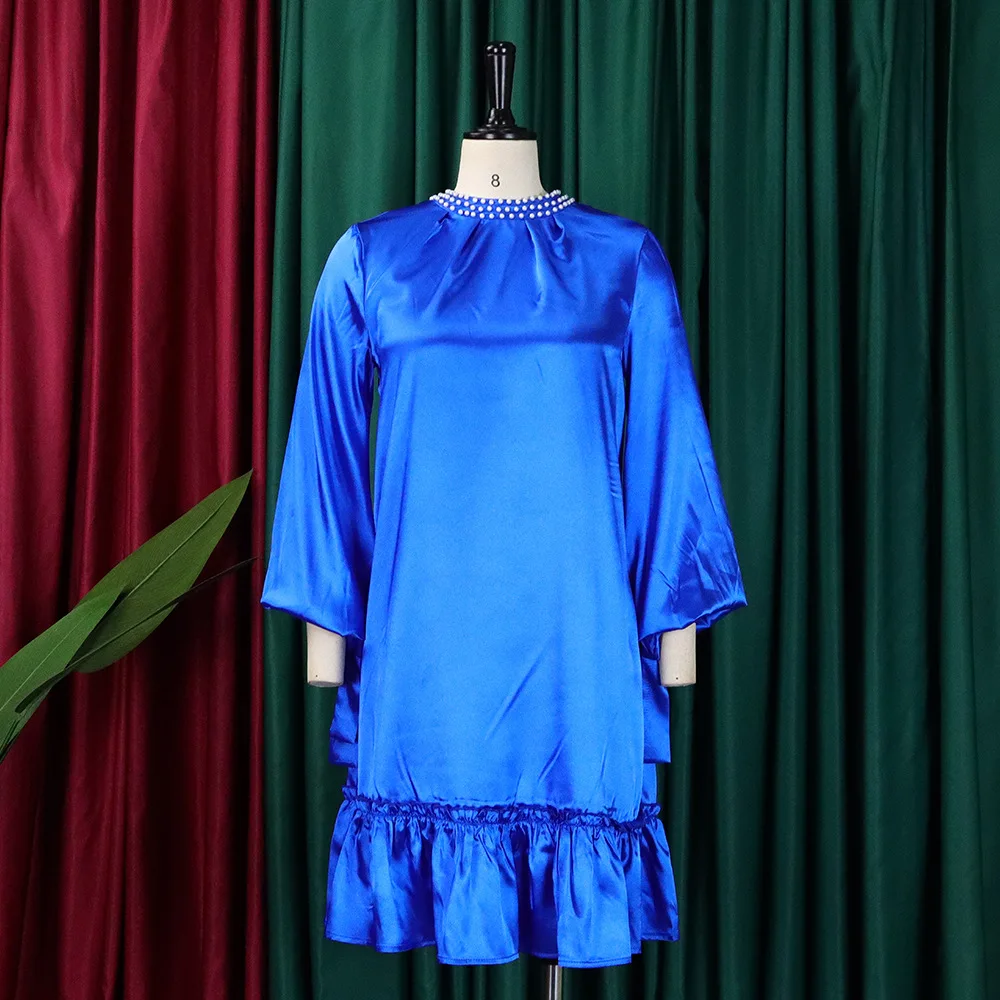 Plus Size Beading Party Dress For Women Chubby Casual Cloth Female Luxury Mini Prom 2023 Summer Sale Trendy New In Loose Dress
