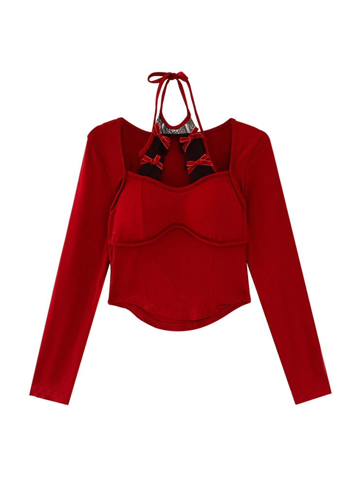 Женский винтажный Топ Gyaru в стиле 1920-х эстетичный пикантный топ с лямкой на шее