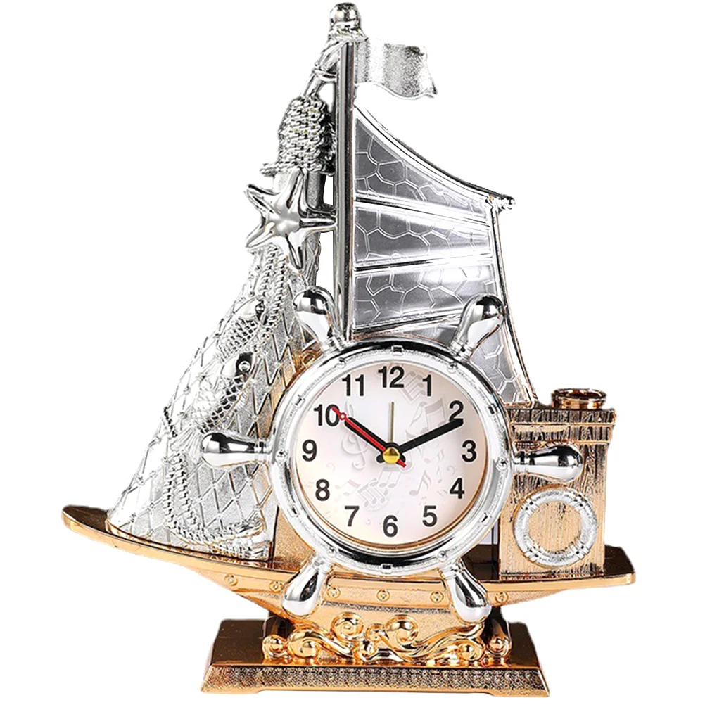 

Ship Clock Desk Model Decor Shelf Bookcase Table Tabletop Statuelifelike Alarm Kids Blank Ornaments Acrylic Ornament