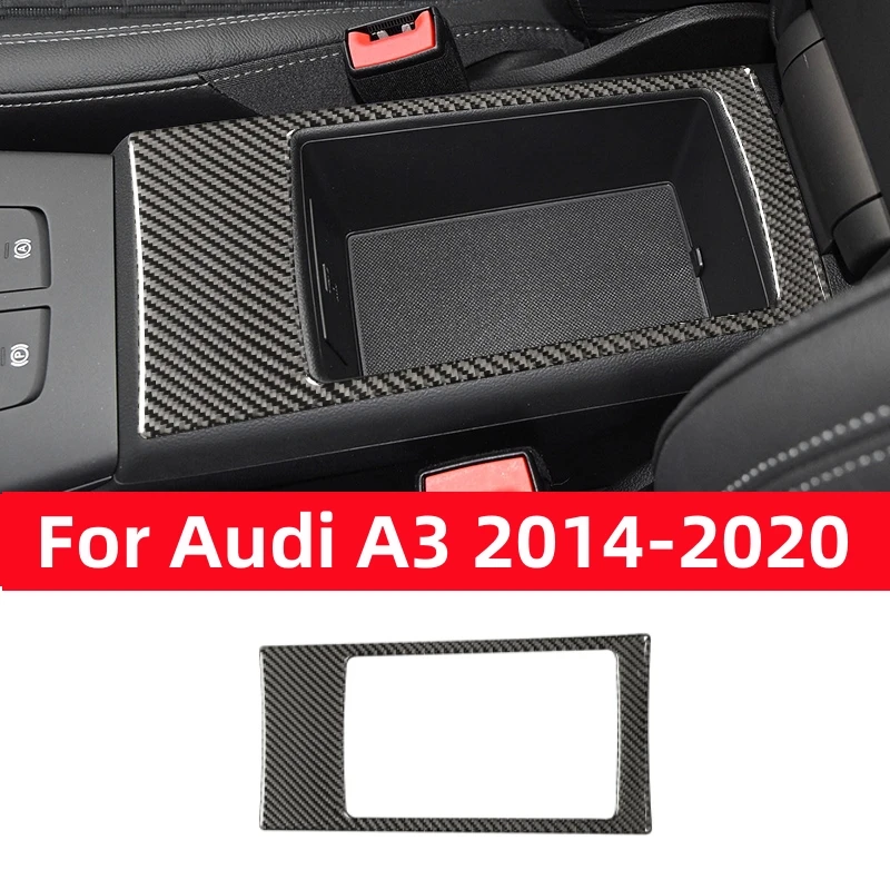 

For Audi A3 S3 2013-2019 Car Accessories Carbon Fiber Interior Auto Center Console Armrest Box Panel Modified Trim Frame Decor