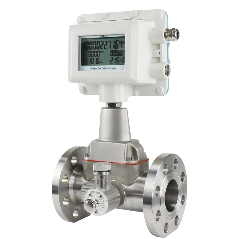 

1.5% OEM stainless steel DN50 3.6V battery commercial DC24V 4-20mA output custody transfer LPG gas turbine flowmeter