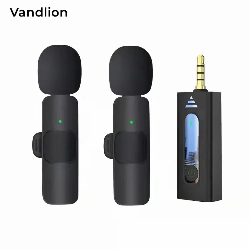 Vandlion yaka yaka kablosuz mikrofon 3.5mm hoparlör ile uyumlu akıllı telefon araç ses ve kamera