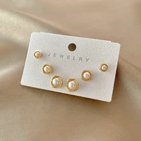 s925 needle korean design stud earrings metal geometric irregular round pearl earrings ladies girl gifts