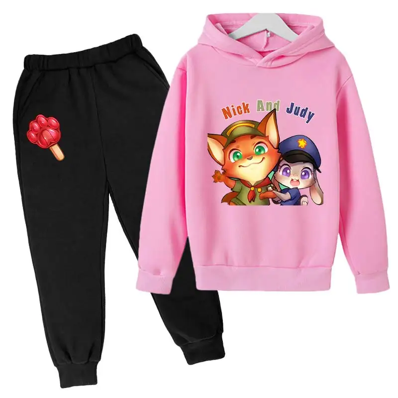 

baby girl clothes nick judy girls outfit set Zootopia baby boy Hoodies Sets 4-14 Y Girls Clothing Tops Pants Suits sports Suits