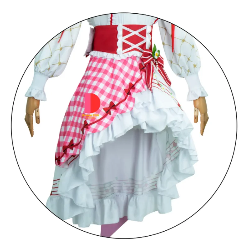 Мику Косплей Костюм Аниме Клубничное Платье Головной Убор Носки Cos Хэллоуин