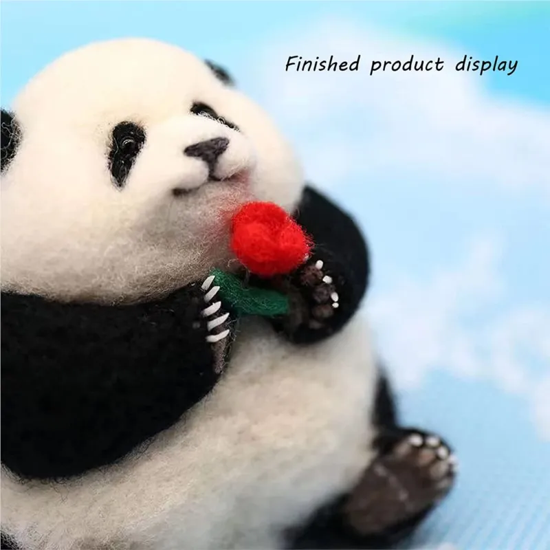 

Cartoon Panda Huahua Needle Felting Kit Cute Animals DIY Handmade Wool Felting Toy Non-Finished Felting Set Decor Children Gifts