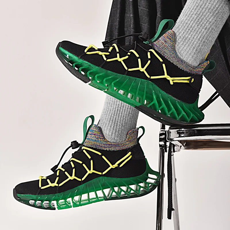 New Blade Cushioning Platform Running Shoes Men Mens Trainers Zapatillas Hombre Mesh Sports Shoes for Male Breathable Size 46