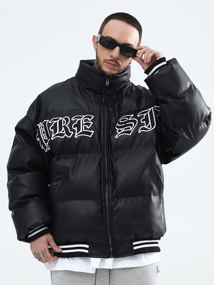 Harajuku Thick Parkas Jacket Men Cotton Solid Color Padded Jackets Casual Oversize Coat Winter Unisex puffer jacket