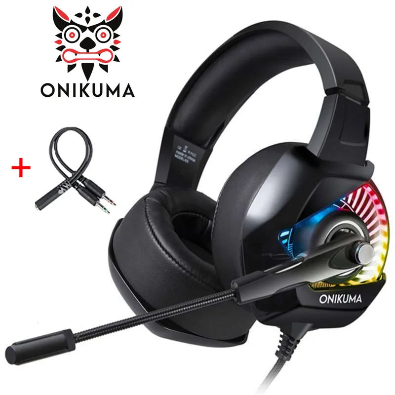 

ONIKUMA-K6 Gaming Headset Stereo Game Headphones With Mic RGB LED Light For Xbox One Computer PC PS4 Gamer Headphones