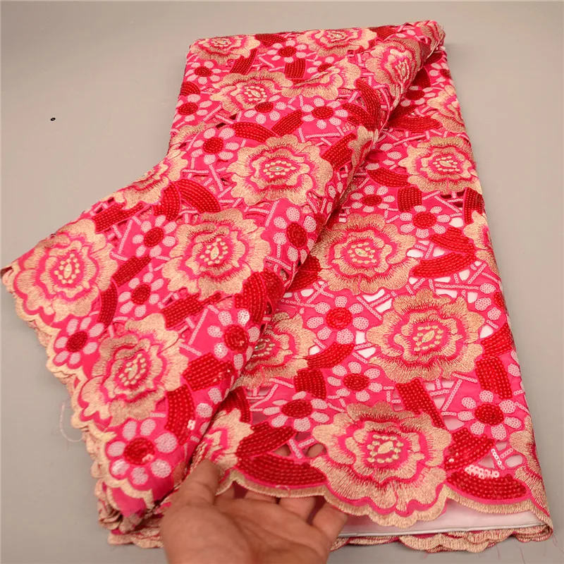 

5 Yard Newest Hot Selling French Lace With Sequins High Quality African Tulle cord Lace Net Embroidered Lace Fabric PS021302