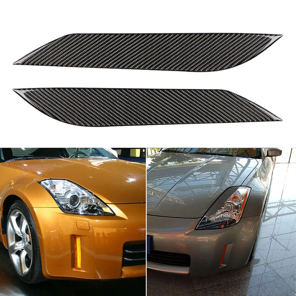 

1 Pair Car Headlight Eyebrows Eyelids Cover Trim For Nissan 350Z 2003-2009 Carbon Fiber Headlight Eye Lid Lamp Eyebrow