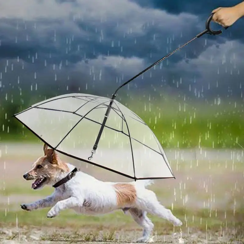

Зонт для домашних животных с регулируемой ручкой C-образной формы, водонепроницаемый прозрачный и дышащий зонт из ткани для собак и кошек