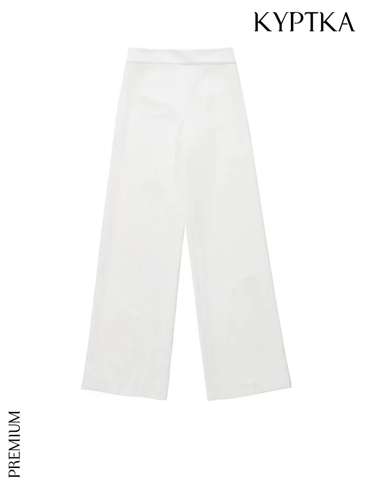 

KYPTKA Women Fashion Loose Fitting Straight Pants Vintage High Waist Side Zipper Female Trousers Mujer