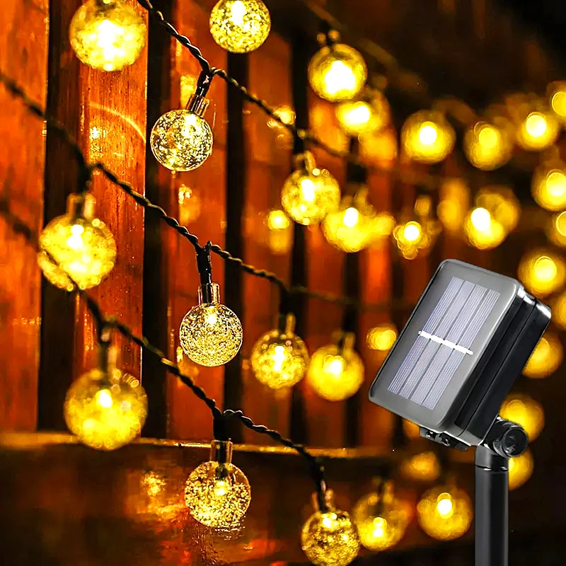 

Solar String Lights Outdoor 50 LED 8 Modes Crystal Globe Lights Waterproof Solar Festoon Garland Decor For Holiday/Wedding/Party