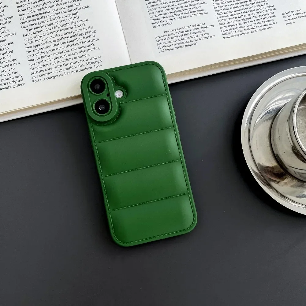 Чехол для телефона в стиле пуховой куртки iPhone 16 Pro Max 15 14 Plus 13 12 11 Мягкий корпус из