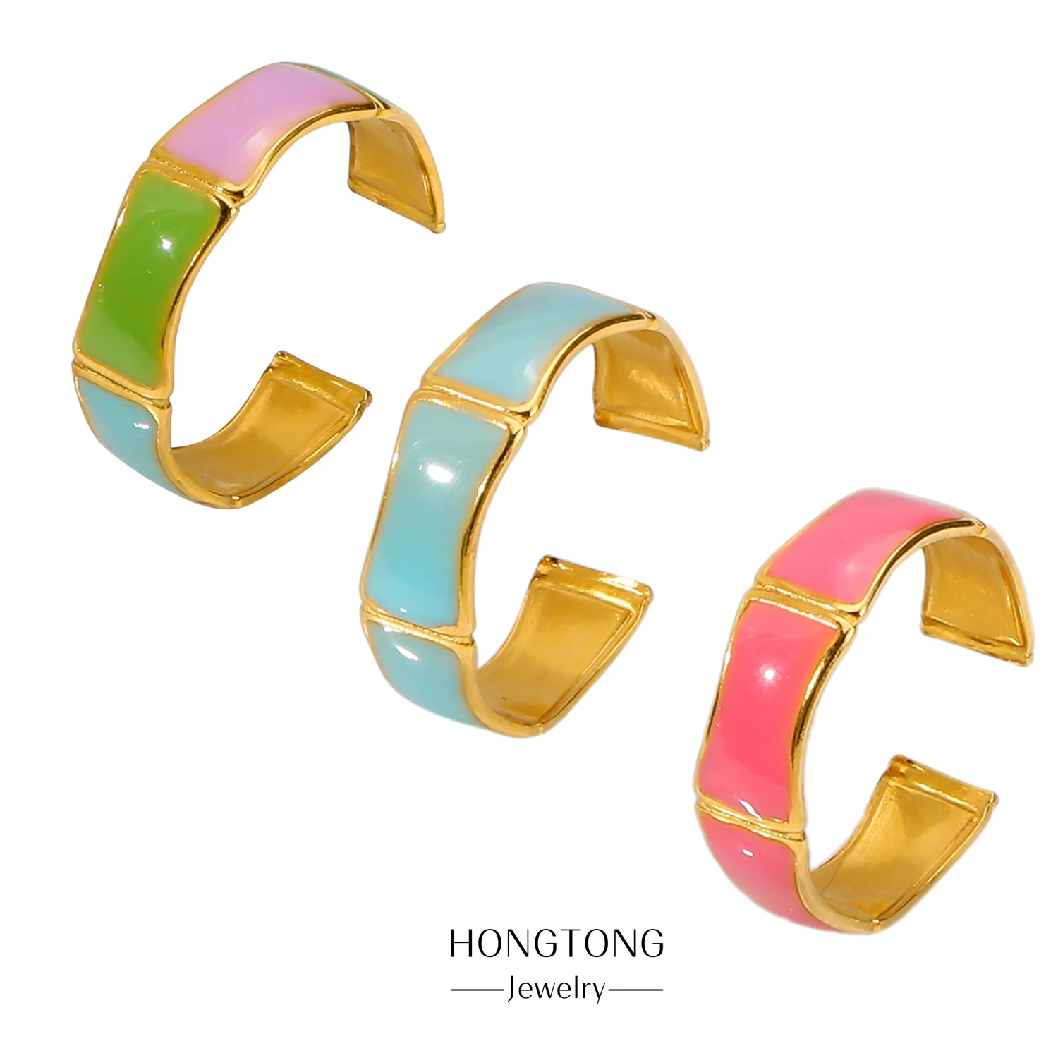 

HONGTONG1 European And American Attractive Women 18k Oil Pressure Best-Selling Fashion Stainless Steel Ring Jewelry