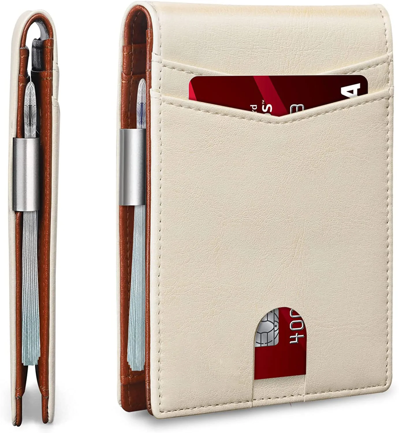 

Card Bag 100% Inner and Outer Leather Anti-theft Brush Rfid Men's Dollar Clip Card Bag Card Holder Credit Card Holder