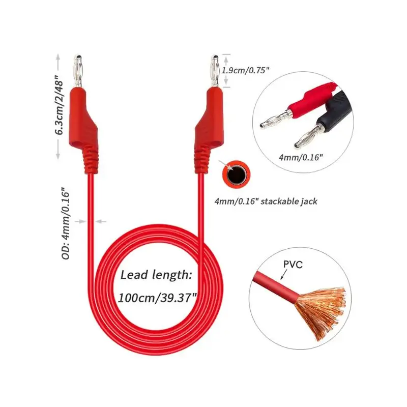 1 шт. 4 мм двухсторонние тестовые провода с банановой вилкой двойные