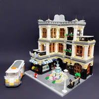 creative expert street view fountain mall 3420pcs moc moduler building block brick model toy gifts queen bar post office