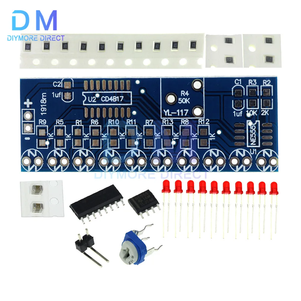 

Smart Electronics Kits NE555+CD4017 Light Water Flowing Light LED Module DIY Kit Learn Electronic Principles For Children's