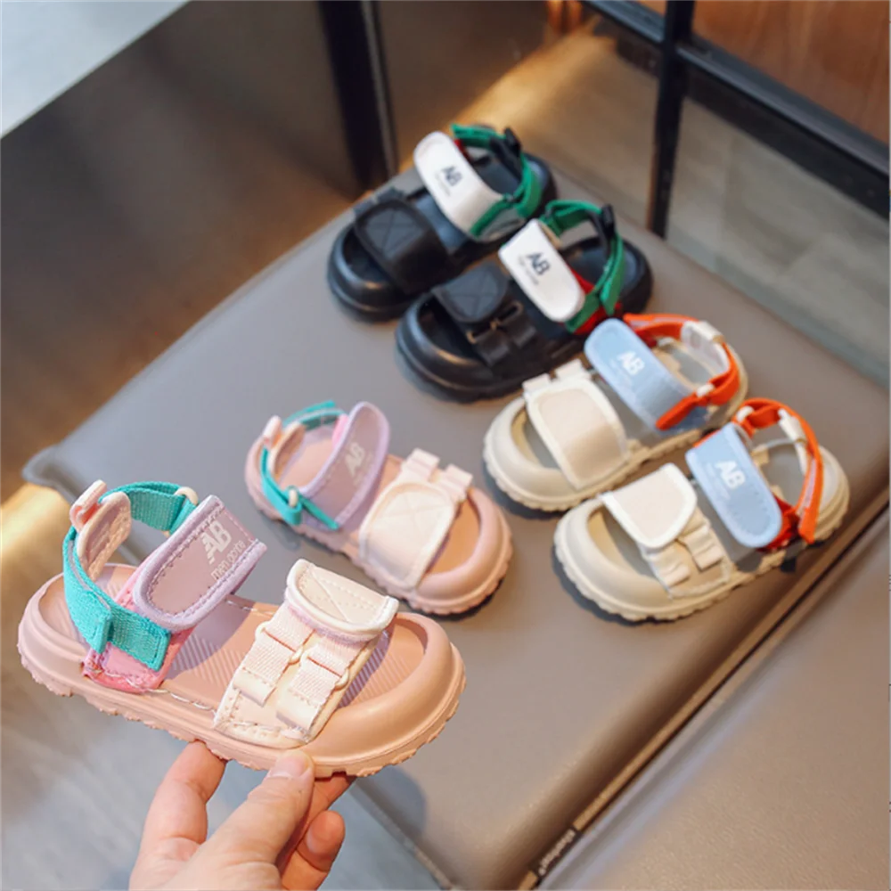 

Summer Children Sports Sandals Boys Girls Fashion Breathable Beach Sandals Baby Soft Anti-kick Shoes